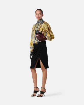 Camisa Lavallière de seda con estampado de guepardo