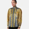 Camisa Lavallière de seda con estampado de guepardo