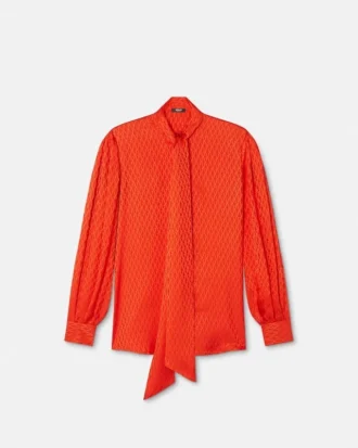 Camisa Lavallière de seda jacquard con estampado V Allover