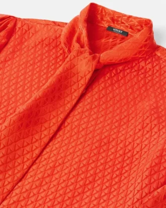 Camisa Lavallière de seda jacquard con estampado V Allover