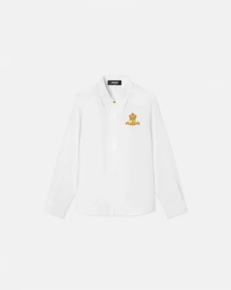 Camisa Oxford para niño con escudo del logotipo de Versace