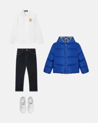 Camisa Oxford para niño con escudo del logotipo de Versace