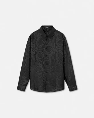 Camisa regular de mezcla de seda jacquard