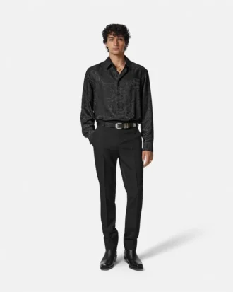 Camisa regular de mezcla de seda jacquard