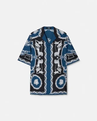 Camisa regular de sarga de seda estampada