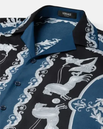 Camisa regular de sarga de seda estampada