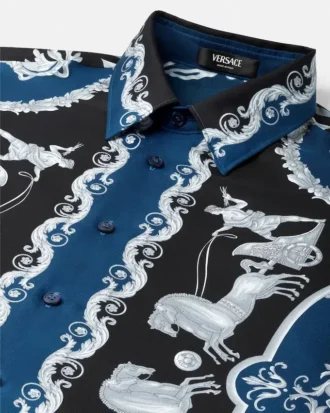 Camisa regular de sarga de seda estampada
