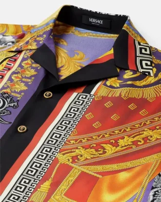 Camisa regular de sarga de seda estampada