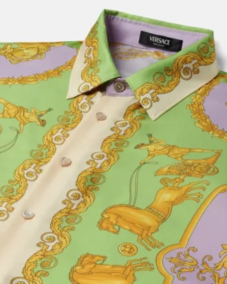 Camisa regular de sarga de seda estampada