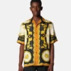 Camisa regular de sarga de seda estampada Camisa regular de sarga de seda estampada