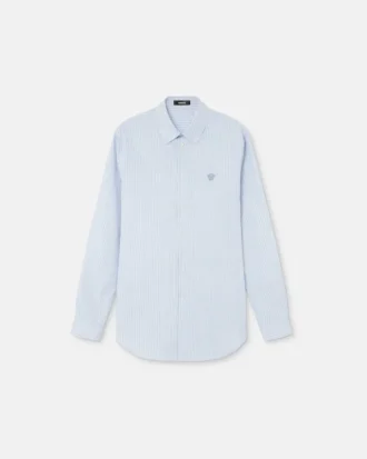Camisa slim de popelín de algodón a rayas Camisa slim de popelín de algodón a rayas