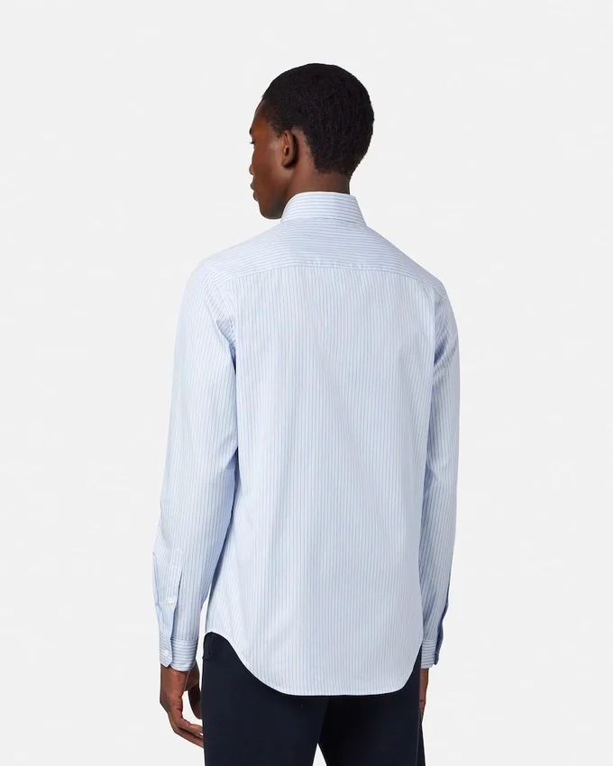 Camisa slim de popelín de algodón a rayas Camisa slim de popelín de algodón a rayas