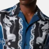 Camisa slim de sarga de seda estampada Camisa slim de sarga de seda estampada