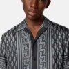 Camisa slim de sarga de seda estampada Camisa slim de sarga de seda estampada