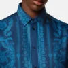 Camisa slim de sarga de seda estampada Camisa slim de sarga de seda estampada