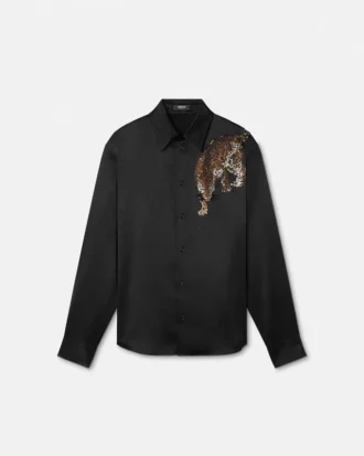 Camisa Versace Leopard con cristales