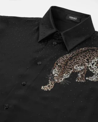 Camisa Versace Leopard con cristales