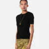Camiseta ajustada de viscosa elástica jacquard Camiseta ajustada de viscosa elástica jacquard