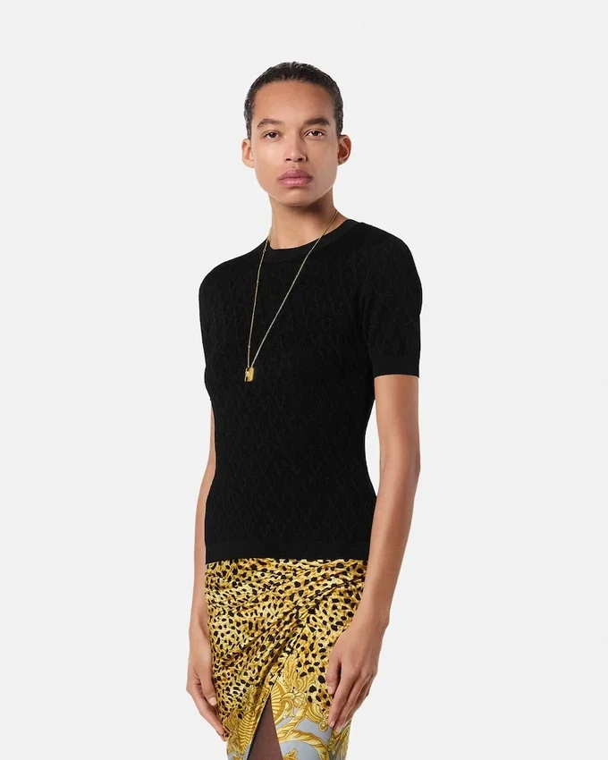 Camiseta ajustada de viscosa elástica jacquard Camiseta ajustada de viscosa elástica jacquard