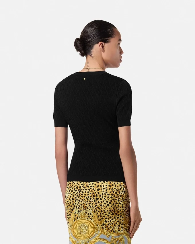 Camiseta ajustada de viscosa elástica jacquard Camiseta ajustada de viscosa elástica jacquard