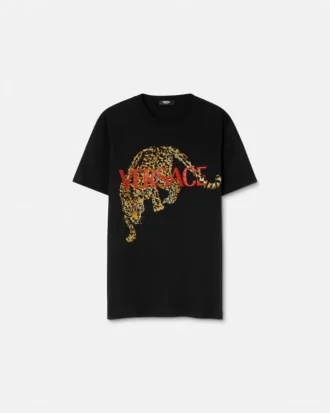 Camiseta con leopardo Versace bordado