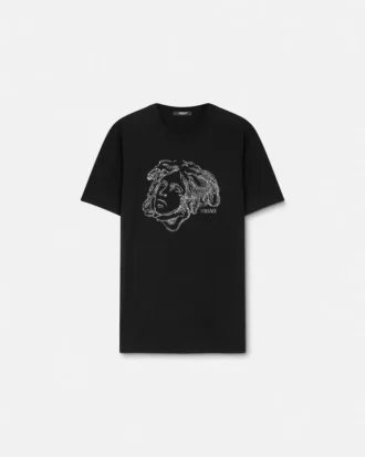 Camiseta de jersey de algodón bordada
