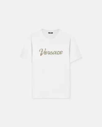 Camiseta de jersey de algodón bordada