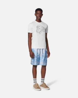 Camiseta de jersey de algodón bordada