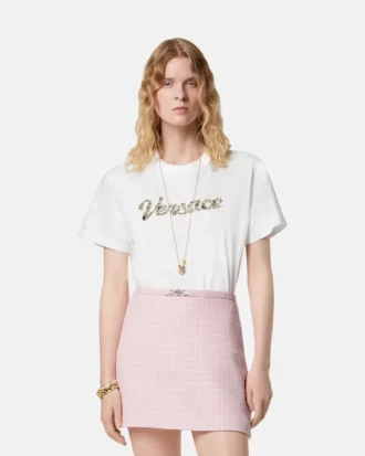 Camiseta de jersey de algodón bordada