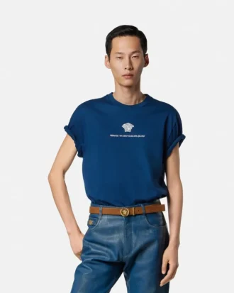 Camiseta de jersey de algodón bordada