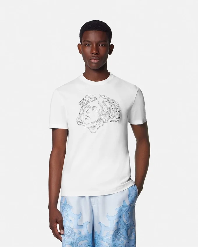 Camiseta de jersey de algodón bordada Camiseta de jersey de algodón bordada