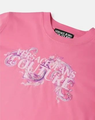 Camiseta de jersey de algodón estampada y adornada