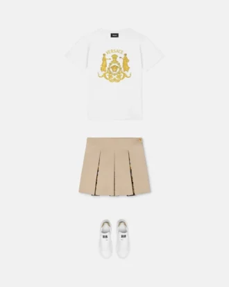 Falda plisada estampada de gabardina de algodón para niña