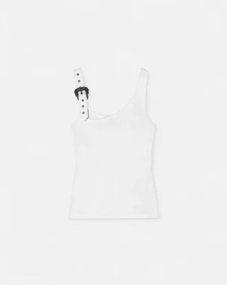 Camiseta sin mangas acanalada con hebilla barroca