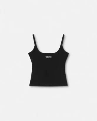Camiseta sin mangas acanalada con logotipo Camiseta sin mangas acanalada con logotipo