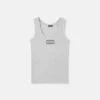 Camiseta sin mangas de algodón elástico acanalado
