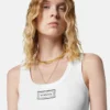 Camiseta sin mangas de algodón elástico acanalado