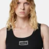 Camiseta sin mangas de algodón elástico acanalado