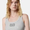 Camiseta sin mangas de algodón elástico acanalado