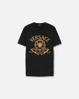 Camiseta slim fit de jersey de algodón bordada