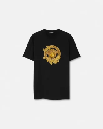 Camiseta slim fit de jersey de algodón bordada