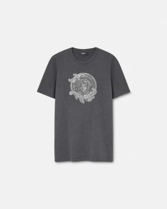 Camiseta slim fit de jersey de algodón bordada