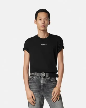 Camiseta slim fit de jersey de algodón bordada