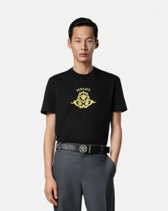 Camiseta slim fit estampada de jersey de algodón