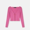 Cardigan ajustado de punto acanalado con imperdible Cardigan ajustado de punto acanalado con imperdible