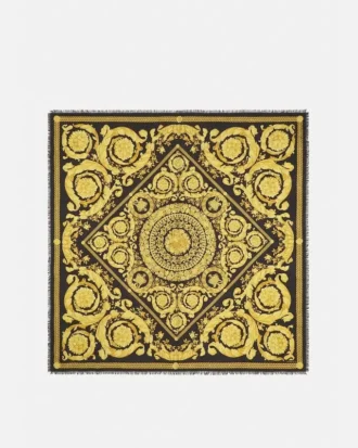 Chal estampado con flecos de mezcla de cachemira 140 cm