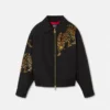 Chaqueta blusón de lana melange con estampado de leopardo Versace Chaqueta blusón de lana melange con estampado de leopardo Versace