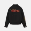 Chaqueta blusón de lana melange con estampado de leopardo Versace Chaqueta blusón de lana melange con estampado de leopardo Versace