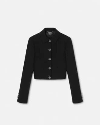 Chaqueta corta de crepé de lana doble