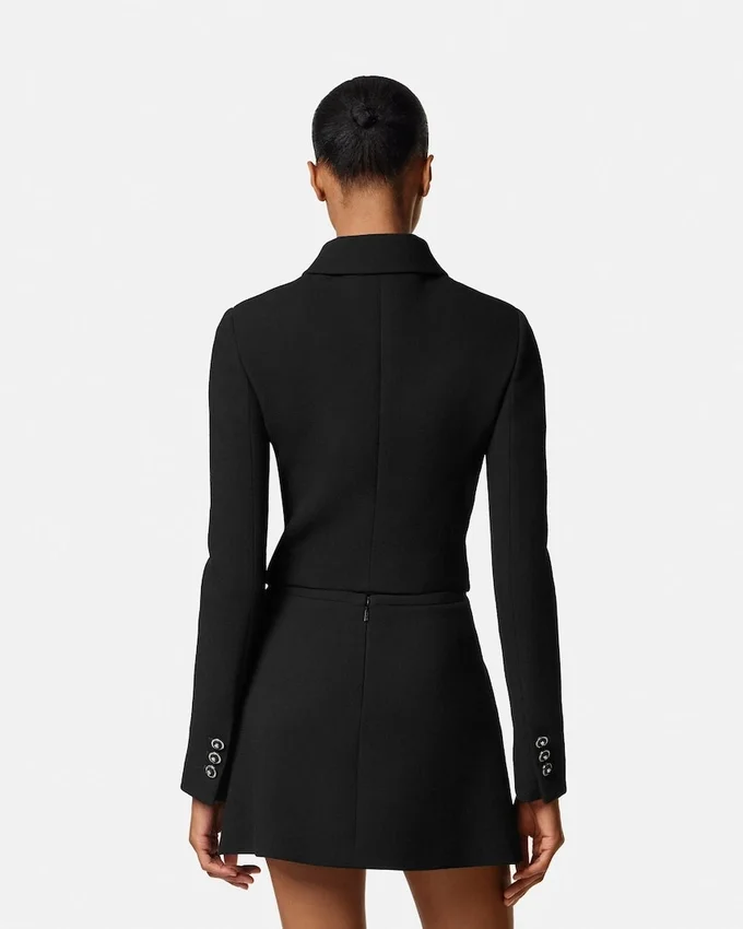 Chaqueta corta de crepé de lana doble Chaqueta corta de crepé de lana doble